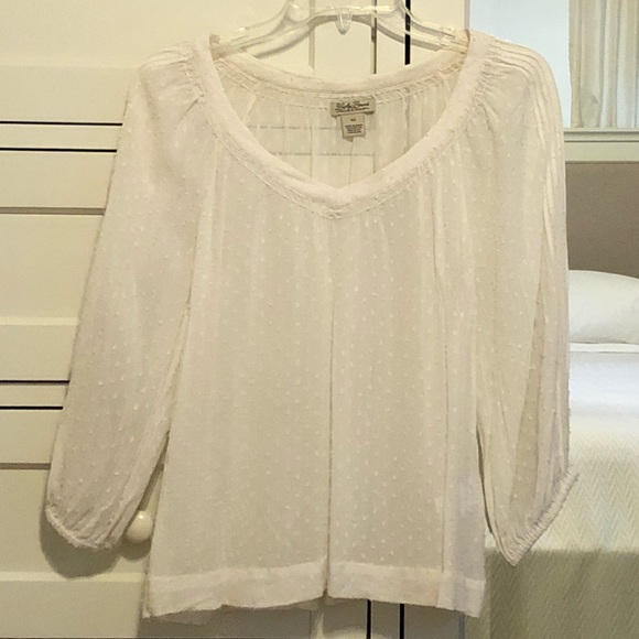 Lucky Brand Sheer Swiss Dot Blouse - Picture 1 of 8